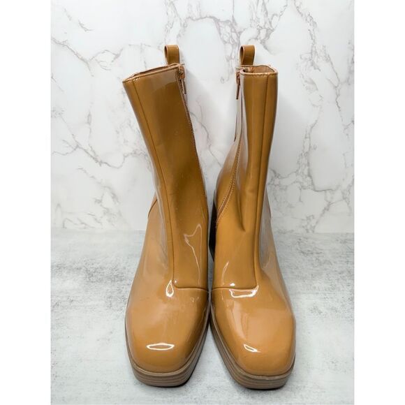 BP Boots Womens Size 10 Brown Platform Block Heel Ankle Booties Side Zip - Picture 6 of 10